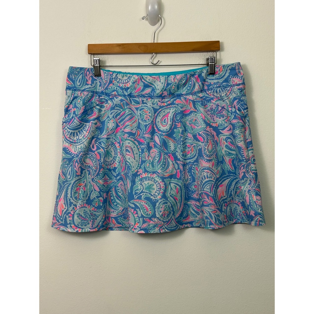 Lilly Pulitzer Luxletic Skort Womens 16 Blue Pink Paisley Active Golf Tennis